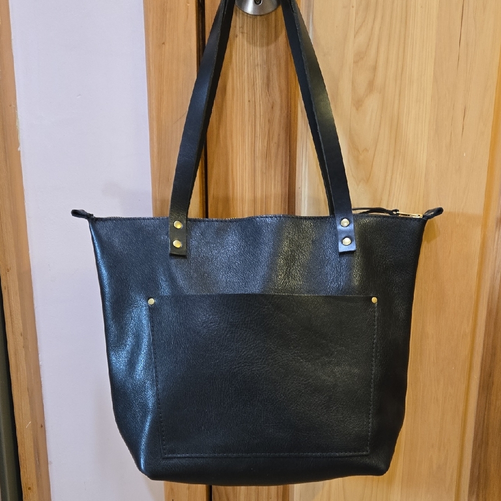 Portland Leather Black Tote Bag